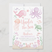 Invitation Sous la mer fille anniversaire (Devant)