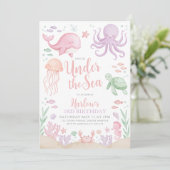 Invitation Sous la mer fille anniversaire (Debout devant)