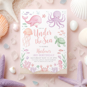 Invitation Sous la mer fille anniversaire