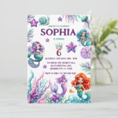 Invitation Sous la mer, Filles d'anniversaire de sirène (Debout devant)