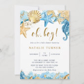 Invitation Sous la mer | Gold Oh Boy Baby shower (Devant)