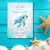 Sous la mer jolie tortue aqua bleu baby shower