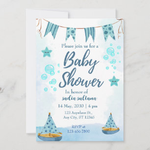 Invitation Sous la mer Joy : Baby Boy Douche personnalisée