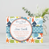 Invitation Sous la mer, le Baby shower nautique (Debout devant)