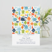 Invitation Sous la mer, le Baby shower Ocean Creatures (Debout devant)