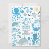 Invitation Sous la mer Mer Mare Créatures Anniversaire (Devant)
