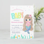 Invitation Sous la mer, Mermaid Seashell Star Baby shower (Debout devant)