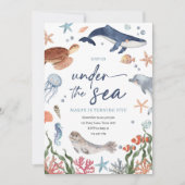 Invitation Sous la mer Nautique Océan Animaux Garçon Annivers (Devant)