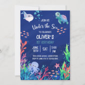 Invitation Sous la mer Océan 1er bébé garçon Anniversaire (Devant)