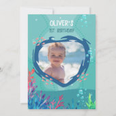 Invitation Sous la mer Océan 1er bébé garçon anniversaire Inv (Dos)