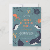 Invitation Sous la mer | Ocean Animals Boys fête d'anniversai (Devant)