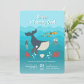 Invitation Sous la mer Océan Animaux 1er Anniversaire (Debout devant)