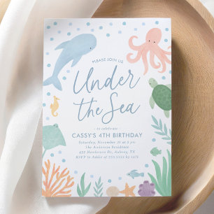 Invitation Sous la mer Océan Animaux Anniversaire