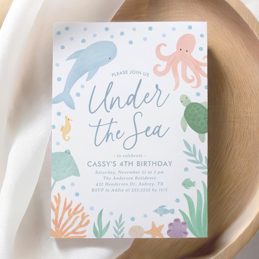 Invitation Sous la mer Océan Animaux Anniversaire