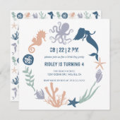 Invitation Sous la mer Océan Animaux Anniversaire (Devant / Derrière)