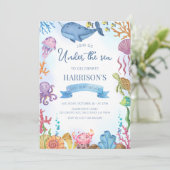Invitation Sous la mer Océan Animaux Garçon Anniversaire (Debout devant)