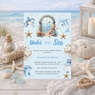 Invitation Sous la mer Océan bleu Animaux Garçon Baby Shower