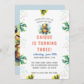 Invitation Sous la mer Ocean Turtle Boys fête d'anniversaire (Devant / Derrière)