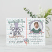 Invitation Sous la mer Octopus Anniversaire Fête Photo Invit (Debout devant)