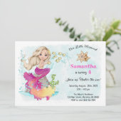 Invitation Sous la mer Petite Sirène fête d'anniversaire Invi (Debout devant)