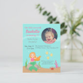 Invitation Sous la mer, photo de fête d'anniversaire de fille (Debout devant)