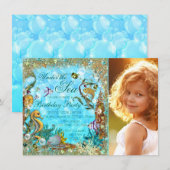 Invitation Sous la mer Photo fête d'anniversaire (Devant / Derrière)