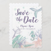 Invitation Sous la mer Sauvez les dates (Devant / Derrière)