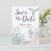 Invitation Sous la mer Sauvez les dates (Debout devant)