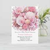 Invitation Sous la mer Shell Celebration Girl Baby shower (Debout devant)
