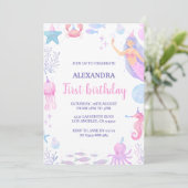 Invitation Sous la mer Sirène 1er anniversaire (Debout devant)