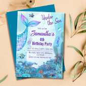 Invitation Sous la mer sirène bleu & violet 4e anniversaire