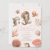 Invitation Sous la mer Sirène de mer Aquarelle rose Anniversa (Devant)