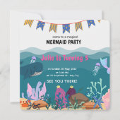 Invitation Sous la mer Sirène fête d'anniversaire (Devant)