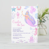 Invitation Sous la mer Sirène fille 1er Anniversaire Pastel (Debout devant)