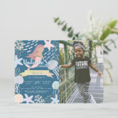 Invitation Sous la mer Sirène marine Photo Anniversaire Invit (Debout devant)