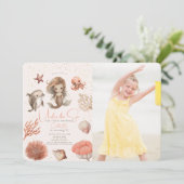 Invitation Sous la mer Sirène Mer rose Anniversaire Photo (Debout devant)