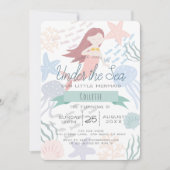 Invitation Sous la mer Sirène mer Vert Anniversaire (Devant)