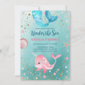 Invitation Sous la mer Sirène Narwhal Anniversaire (Devant)