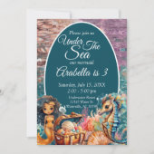 Invitation Sous la mer Sirène Noire Anniversaire (Devant)