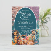 Invitation Sous la mer Sirène Noire Anniversaire (Debout devant)