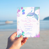 Invitation Sous la mer Sirène & tortue de mer Anniversaire