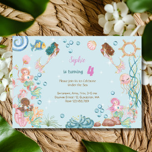 Invitation Sous la mer Sirènes anniversaire de enfant