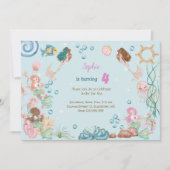 Invitation Sous la mer Sirènes anniversaire de enfant (Devant)