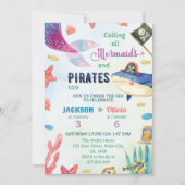 Invitation Sous La Mer Sirènes Et Pirates Anniversaire (Devant)