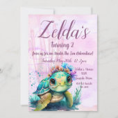 Invitation Sous la mer, Tortue 2e anniversaire, (Devant)