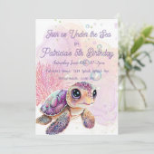 Invitation Sous la mer, Tortue 5e anniversaire, (Debout devant)