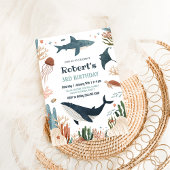 Invitation Sous la mer Tortue requin 1er anniversaire