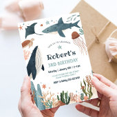 Invitation Sous la mer Tortue requin 1er anniversaire