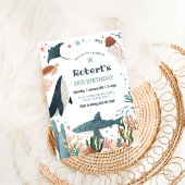 Invitation Sous la mer Tortue requin 1er anniversaire