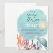 Invitation Sous la mer, TOUT ÂGE, Modifiable, Splish Splash  (Devant / Derrière)